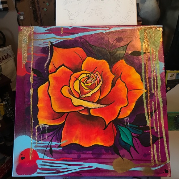 Custom one of a kind oil/spray paint on canvas - Picture 5 of 16